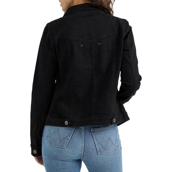 Brand New Women Black Cotton Wrangler Authentics Denim Jacket Casual Classic - Picture 2 of 4